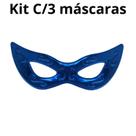 Kit C/3 Máscaras Gigante Carnaval Azul 73CM Carnaval