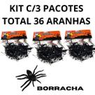 Kit c/3 pacotes Aranha c/12 de borracha decoração Halloween