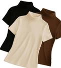 Kit C/3 Peças Cores Sortidas - Blusa Gola Alta e Manga Curta Malha Algodão