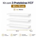 Kit C/ 3 Prateleiras Mdf 60x15 Suporte Invisível Quarto Sala Kit C/ 3 Prateleiras Mdf 60x15 Suporte Invisível Quarto Sala