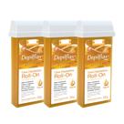 Kit c/3 Refil Cera para Depilação Roll-On Mel Natural Depilatória 100g Depilflax