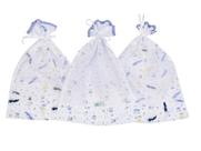 kit C/3 Saquinho Maternidade Organizador Menino Mala Bebe Azul e Branco