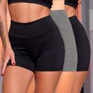 Kit c/ 3 SHORTS Legging BASICA 2 Cintura Alta Fitness Treino Casual Preto Cinza 1124 Cor:MescladoTamanho:GGGênero:Femi