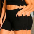Kit c/ 3 SHORTS Legging BOLSO LISO Cintura Alta Fitness Treino Casual Preto Cinza 1127 Cor:PretoTamanho:PGênero:Femini