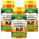 KIT C/3 Un. Vitamina K2 Mk7 Menaquinona 500mg 60 Cápsulas Vegano - Unilife