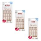 KIT C/3 Unhas Postiças Kiss NY - Salon Natural Médio Quadrado - 3UN