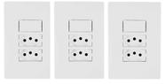 Kit c/3 unidades 1 interruptor simples + 2 tomadas de 10a 250v