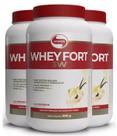 Kit c/ 3 whey fort 3w pote 900g baunilha