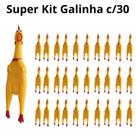 Kit C/30 Galinhas Borracha Brinquedo Mordedor Frango C/Apito