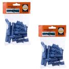 Kit C/ 36 Bucha Plástica Azul Sem Parafuso Com Aba Anel 12mm