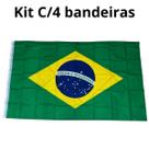 Kit C/4 Bandeiras Brasil 150x200 Copa Mundo Tecido Futebol