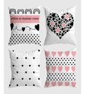 Kit C/4 Capas De Almofadas Decorativas Coração Rosa Love