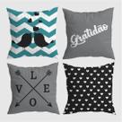 Kit C/ 4 Capas De Almofadas Love Flecha 40x40cm Oxford Kit C/ 4 Capas De Almofadas Love Flecha 40x40cm Oxford