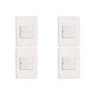 Kit C/4 - Conjunto Perlex Aros 4X2 Branco Com Placa(1Bipo...