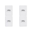 Kit C/4 - Conjunto Perlex Aros 4X2 Branco Com Placa(1Toma...