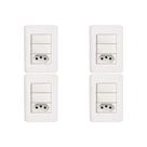 Kit C/4 - Conjunto Perlex Aros 4X2 Branco Com Placa(2Simp...