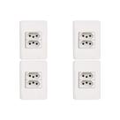 Kit C/4 - Conjunto Perlex Aros 4X2 Branco Com Placa(2Toma...