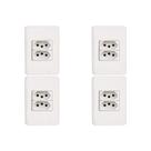 Kit C/4 - Conjunto Perlex Aros 4X2 Branco Com Placa(2Toma...