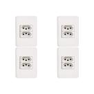 Kit C/4 - Conjunto Perlex Aros 4X2 Branco Com Placa(2Toma...