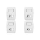 Kit C/4 - Conjunto Soprano Ilus 4X2 Branco Com Placa(1Sim... Kit C/4 - Conjunto Soprano Ilus 4X2 Branco Com Placa(1Sim...