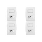 Kit C/4 - Conjunto Soprano Ilus 4X2 Branco Com Placa(1Sim...