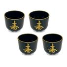 kit C/4 Copo Guinomi Bebida Japonesa Coreana 80ml Preto