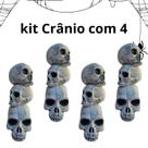Kit c/4 decoração Torre crânios 38cm Halloween plástico