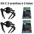 Kit C/4 Halloween 2 Aranha 75cm 2 Teia 120cm Halloween