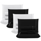 Kit c/ 4 Jogos Cama Lençol Unique Casal Padrão Micro Percal 400 Fios Ponto Palito 4 Peças - Preto + Branco