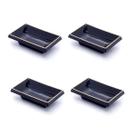 Kit C/ 4 Molheira Retangular Japonesa Para Shoyu Cor Preta