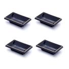 Kit C/ 4 Molheira Retangular Japonesa Para Shoyu Cor Preta