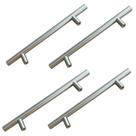 Kit c/4 Puxadores para móveis e gavetas 20 cm Estilo Minimalista Aço Inoxidável Acabamento Prata