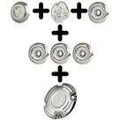 Kit c/ 4 retorno c/ direcionador/ 1 dispositivo de aspiração/ 1 dreno c/rasgo 150x50/ 1 nivelador c/ alivio - inox 316l
