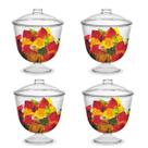 Kit C/4 Taça Acrílico C/ Tampa 15x15cm Balas Doces 1500ml