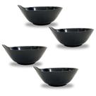 Kit C/4 Tigela Japonesa Tensui Preta Lisa Japonês 12x4,5cm