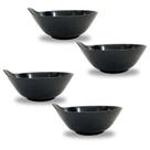 Kit C/4 Tigela Japonesa Tensui Preta Lisa Japonês 12x4,5cm