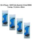 Kit c/4 unid. Bastão Cola Quente Cristal 11,2mmX30cm - 800g