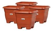Kit c/ 4 Vaso Quadrado Para Flores Plantas E Bonsai N. 28