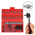 Kit c/ 46 Peças Soquete Aço Crv1/4 Kit Catraca + Chave Allen Kit c/ 46 Peças Soquete Aço Crv1/4 Kit Catraca + Chave Allen