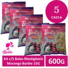 Kit c/5 Balas Mastigáveis Barbie 600g