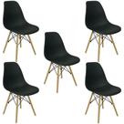 Kit C 5 Cadeira Charles Eames Eiffel Dkr Wood Preto