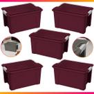 Kit C/5 Caixas Organizadora Com Trava 20l Grande Transparente Ou Sólida
