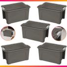 Kit C/5 Caixas Organizadora Com Trava 20l Grande Transparente Ou Sólida