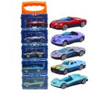 Kit C/ 5 Carrinhos Miniatura Die Cast 1:64 e Maleta Castela