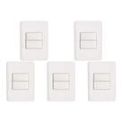 Kit C/5 - Conjunto Perlex Aros 4X2 Branco Com Placa(1Simp...
