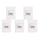 Kit C/5 - Conjunto Perlex Aros 4X2 Branco Com Placa(1Simp...