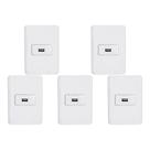 Kit C/5 - Conjunto Perlex Aros 4X2 Branco Com Placa(1Toma...