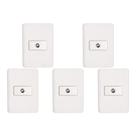 Kit C/5 - Conjunto Perlex Aros 4X2 Branco Com Placa(1Toma...