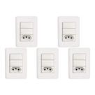 Kit C/5 - Conjunto Perlex Aros 4X2 Branco Com Placa(2Simp...