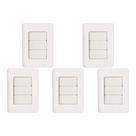 Kit C/5 - Conjunto Perlex Aros 4X2 Branco Com Placa(3Simp...
